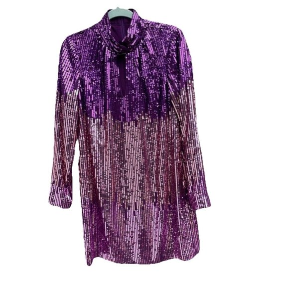 Kate Spade New York Ombre Sequin Long Sleeve Shift Mini Dress Sz 10 Party‎ Event - Picture 4 of 10